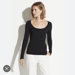 Vince Rib Scoop Neck Long Sleeve T Shirt NWOT